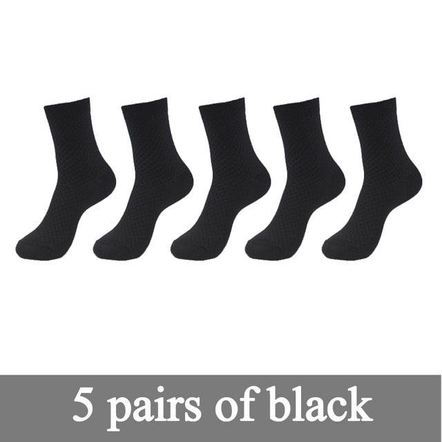 New Bamboo Fiber Men's Socks - Classic Business Brand Crew Socks - 5pairs / lot (D9)(TG8)