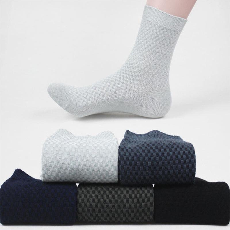 New Bamboo Fiber Men's Socks - Classic Business Brand Crew Socks - 5pairs / lot (D9)(TG8)