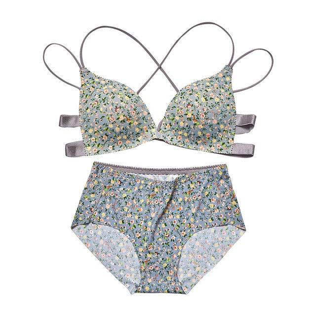 New Trending Women's Bra Set - With Front Buckle And Cross Back - Beautiful Women Gathered Adjustable Bra And Panties (2U27)(2U28)