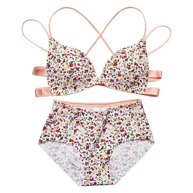 New Trending Women's Bra Set - With Front Buckle And Cross Back - Beautiful Women Gathered Adjustable Bra And Panties (2U27)(2U28)