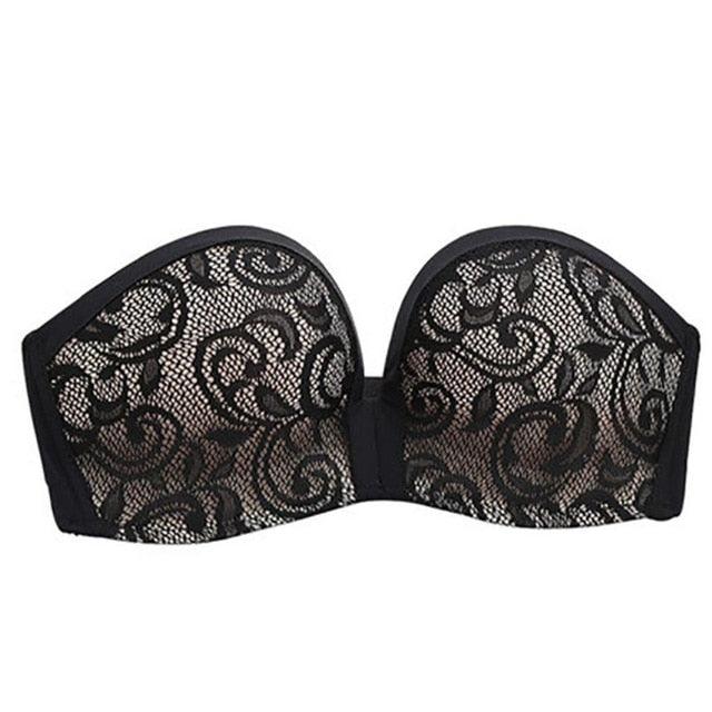 New Trending Fashion Sexy Lady Large Size Lace Strapless Bras - Without Steel Ring - Invisible Non-slip Gathered Bra (2U27)