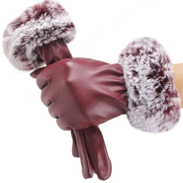 New Fashion Women Gloves - Autumn Winter Cute Furry Warm Finger Outdoor Sport Female Gloves (3U87)