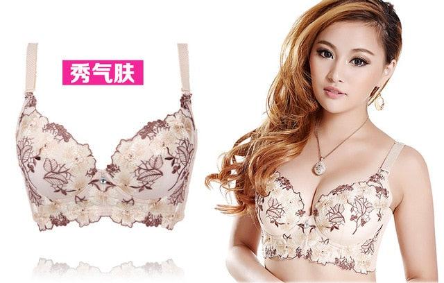 New Hot Fashion Women Sexy Bra - Push Up Deep V Bra - Women Embroidery Plus Size Bra (TSB2)(F27)