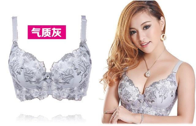 New Hot Fashion Women Sexy Bra - Push Up Deep V Bra - Women Embroidery Plus Size Bra (TSB2)(F27)