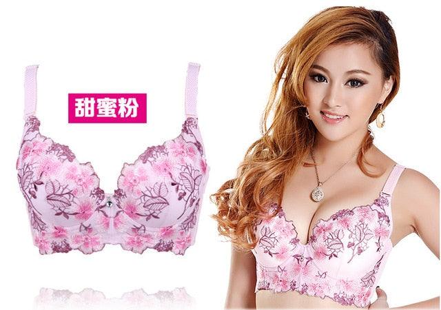 New Hot Fashion Women Sexy Bra - Push Up Deep V Bra - Women Embroidery Plus Size Bra (TSB2)(F27)
