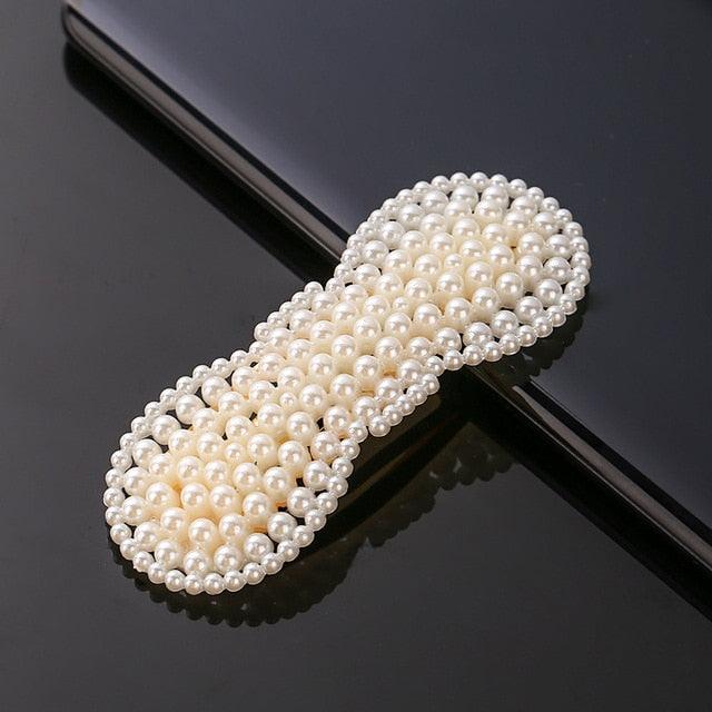 New Simulated Pearl Barrettes Beaded Geometric Women Hair Clip - Fashion Hair Pins - Hair Accessories (1U88)
