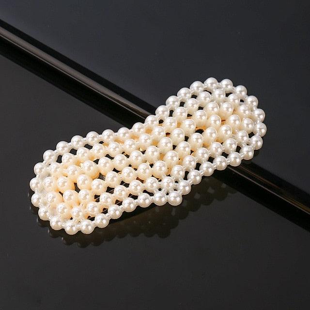 New Simulated Pearl Barrettes Beaded Geometric Women Hair Clip - Fashion Hair Pins - Hair Accessories (1U88)