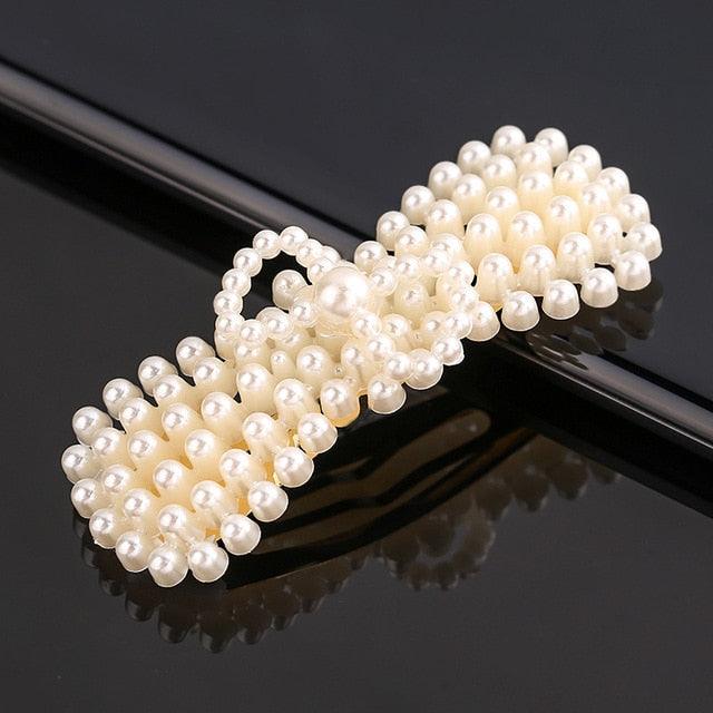 New Simulated Pearl Barrettes Beaded Geometric Women Hair Clip - Fashion Hair Pins - Hair Accessories (1U88)