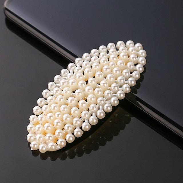 New Simulated Pearl Barrettes Beaded Geometric Women Hair Clip - Fashion Hair Pins - Hair Accessories (1U88)