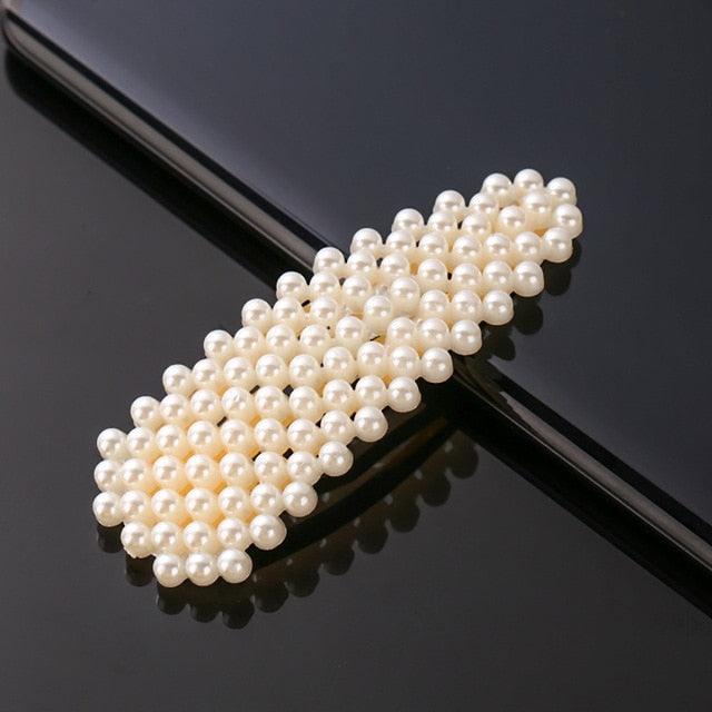 New Simulated Pearl Barrettes Beaded Geometric Women Hair Clip - Fashion Hair Pins - Hair Accessories (1U88)