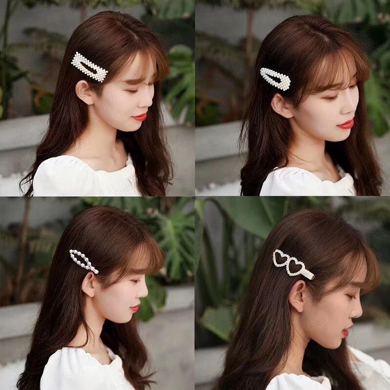 New Simulated Pearl Barrettes Beaded Geometric Women Hair Clip - Fashion Hair Pins - Hair Accessories (1U88)