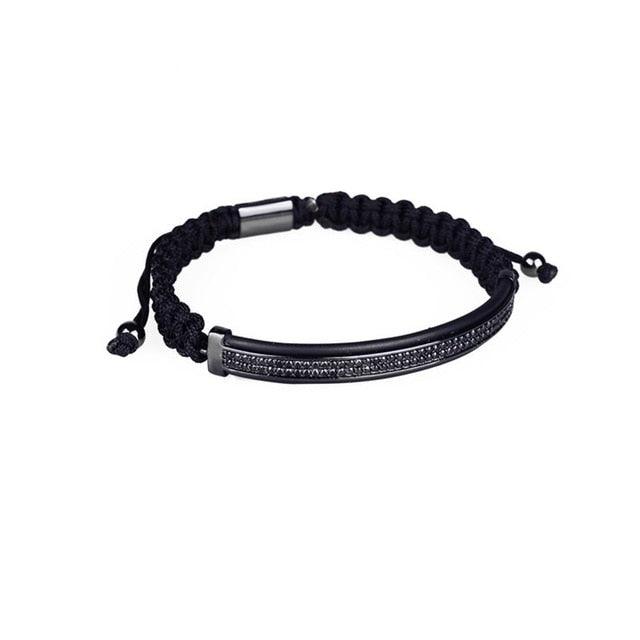 New Luxury Men Bracelet - Jewelry Crown Charm 6MM Micro Pave CZ Ball Macrame Bracelets (MJ3)(F83)