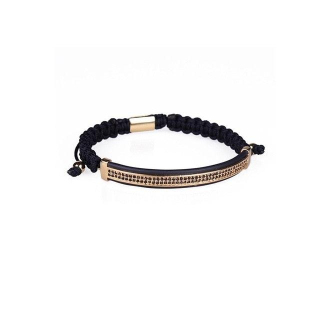New Luxury Men Bracelet - Jewelry Crown Charm 6MM Micro Pave CZ Ball Macrame Bracelets (MJ3)(F83)