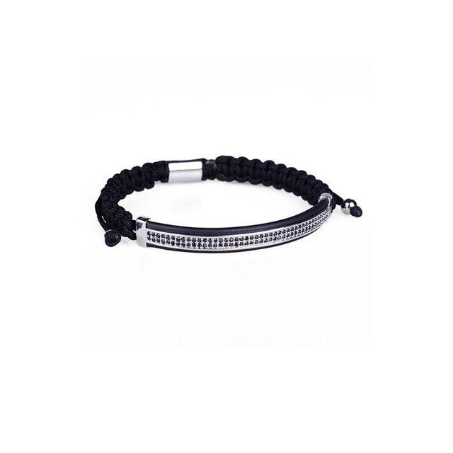New Luxury Men Bracelet - Jewelry Crown Charm 6MM Micro Pave CZ Ball Macrame Bracelets (MJ3)(F83)
