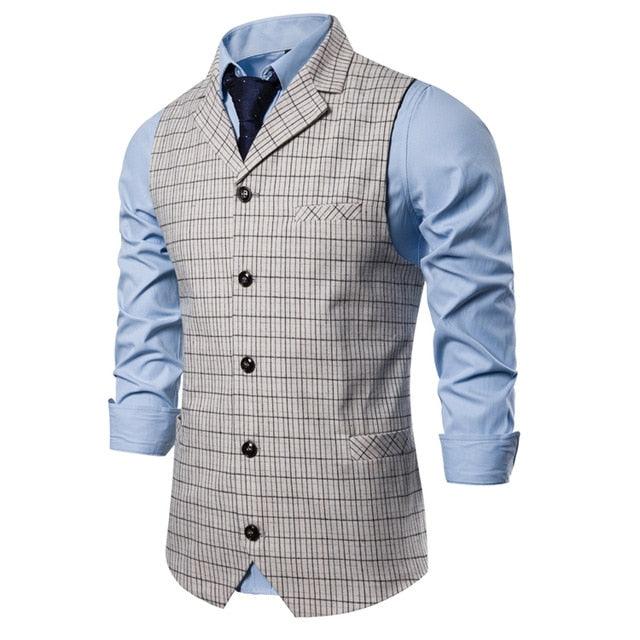 Men's Wedding Waistcoat Striped Plaid Formal Blazer Vests (T3M)(T4G)(F8)(F11)(F10)