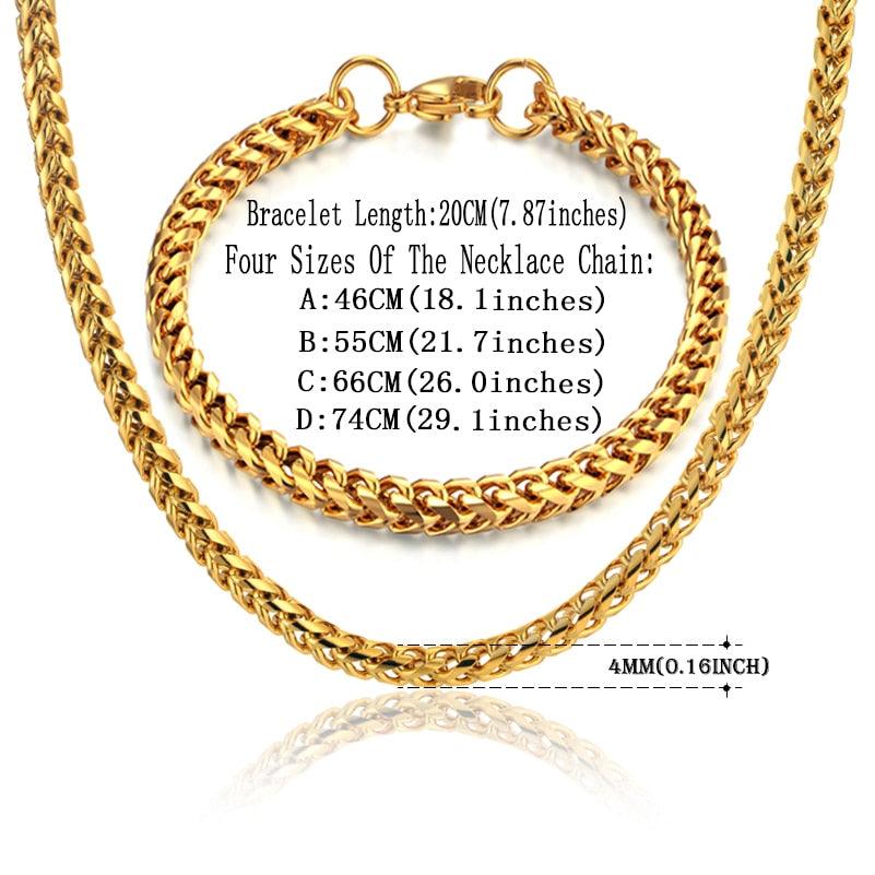 New Style 4MM Width Chain Necklace & Bracelet Set (MJ4)