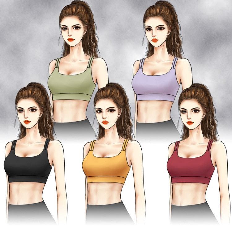 New Style Yoga Sports Bra - Women's Doubles Spaghetti Straps Fitness Crop Tops - Running Vest Beauty Back Sports (1U24)