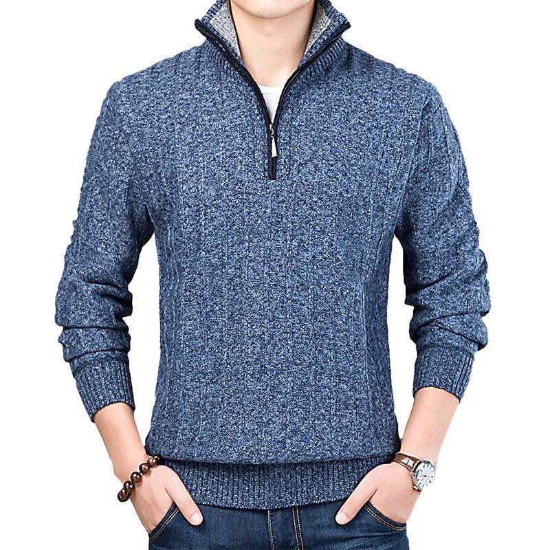 New Winter Men's Sweater Casual Pullover - Men's Warm Sweaters Slim Stand Collar Knitted Pullovers (TM6)