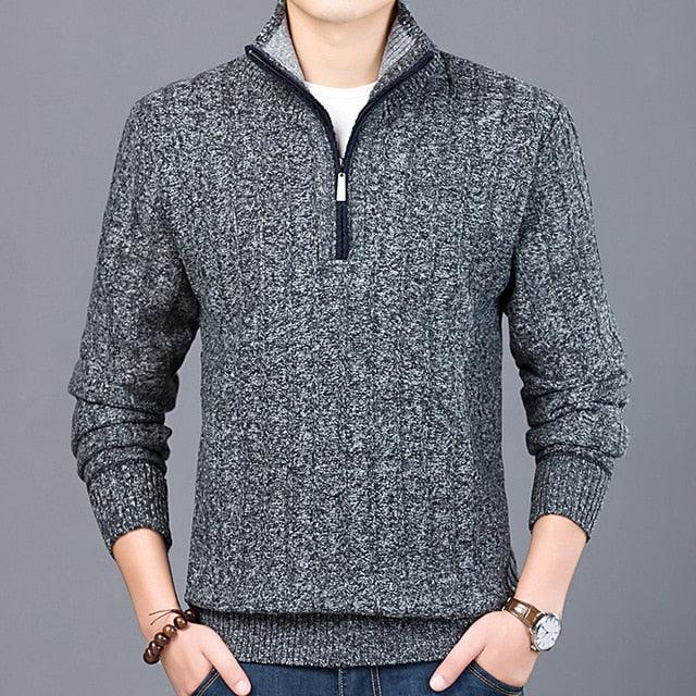 New Winter Men's Sweater Casual Pullover - Men's Warm Sweaters Slim Stand Collar Knitted Pullovers (TM6)