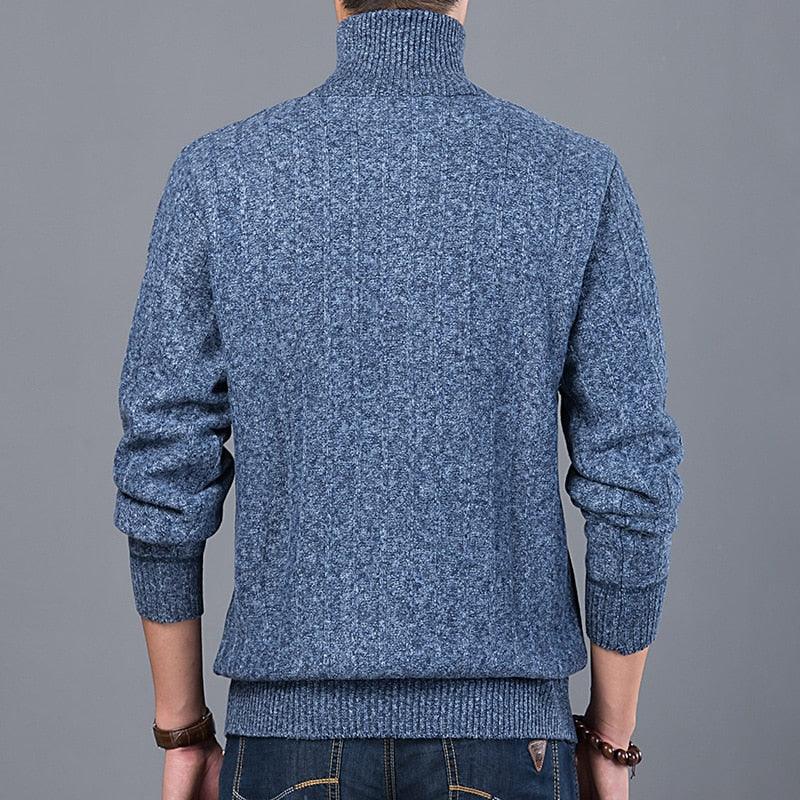 New Winter Men's Sweater Casual Pullover - Men's Warm Sweaters Slim Stand Collar Knitted Pullovers (TM6)