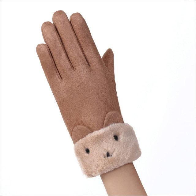 New Winter Women's Warm And Velvet Cute Gloves - Thick Plush Wrist Fashion Gloves (2U87)