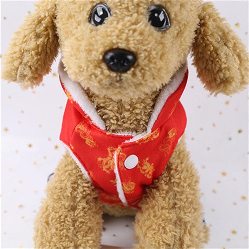 New Year Pet Clothes Jumpsuit - Girl Dog Dress Cheongsam Tang Suit Winter Puppy Clothing (D69)(W3)(W5)