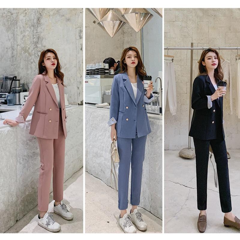 New fashion Spring Summer women's Suit - Blazer Slim Pants - 2 Piece Set Suits (TB5)