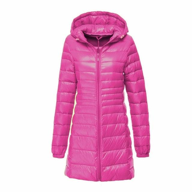 Great Women's Jacket - Large Size - Long Ultra Light Down Jacket - Women Winter Warm Windproof Coat (D23)(TB8A)(TB8B)