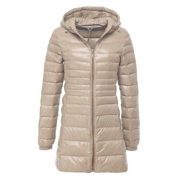 Great Women's Jacket - Large Size - Long Ultra Light Down Jacket - Women Winter Warm Windproof Coat (D23)(TB8A)(TB8B)