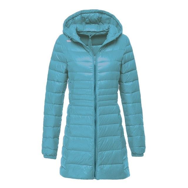 Great Women's Jacket - Large Size - Long Ultra Light Down Jacket - Women Winter Warm Windproof Coat (D23)(TB8A)(TB8B)