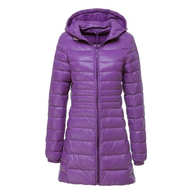 Great Women's Jacket - Large Size - Long Ultra Light Down Jacket - Women Winter Warm Windproof Coat (D23)(TB8A)(TB8B)