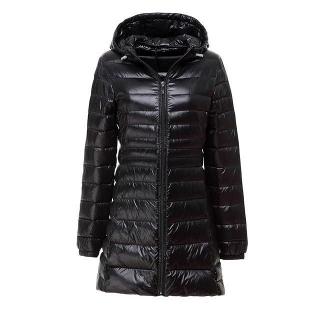 Great Women's Jacket - Large Size - Long Ultra Light Down Jacket - Women Winter Warm Windproof Coat (D23)(TB8A)(TB8B)