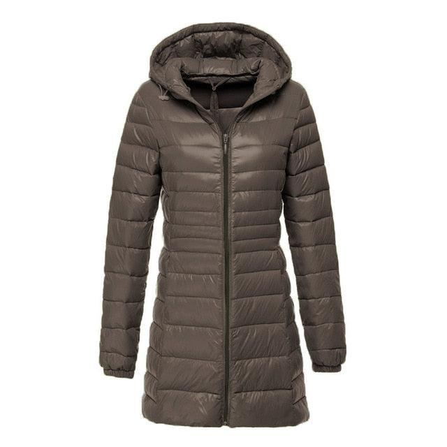 Great Women's Jacket - Large Size - Long Ultra Light Down Jacket - Women Winter Warm Windproof Coat (D23)(TB8A)(TB8B)