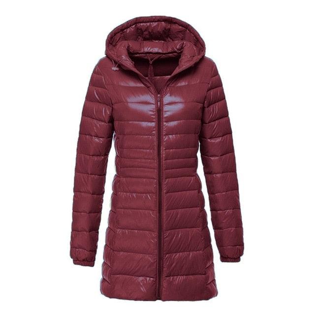 Great Women's Jacket - Large Size - Long Ultra Light Down Jacket - Women Winter Warm Windproof Coat (D23)(TB8A)(TB8B)