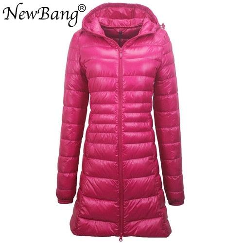 Ladies Long Warm Down Coat - With Portable Storage Bag - Women Ultra Light Down Jacket (TB8A)(F23)