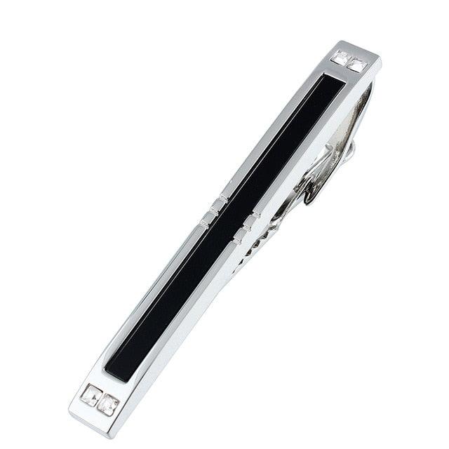 Newest Crystal Tie Clip With Blue & Black Glass Tie Bar Pins (1U17)