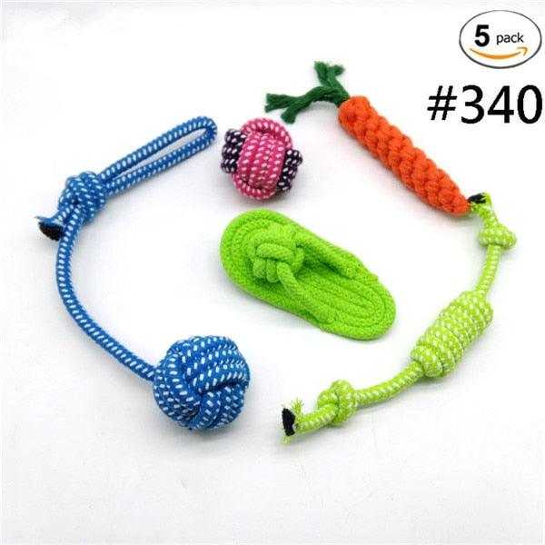 Newest Puppy Pet Dog Toys Set - Chew Toys Rope Durable Cotton Clean Teeth for Small to Medium Dogs - Randomly Colors 4-10pcs (D73)(2W3)