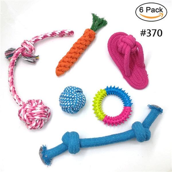 Newest Puppy Pet Dog Toys Set - Chew Toys Rope Durable Cotton Clean Teeth for Small to Medium Dogs - Randomly Colors 4-10pcs (D73)(2W3)