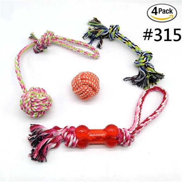 Newest Puppy Pet Dog Toys Set - Chew Toys Rope Durable Cotton Clean Teeth for Small to Medium Dogs - Randomly Colors 4-10pcs (D73)(2W3)