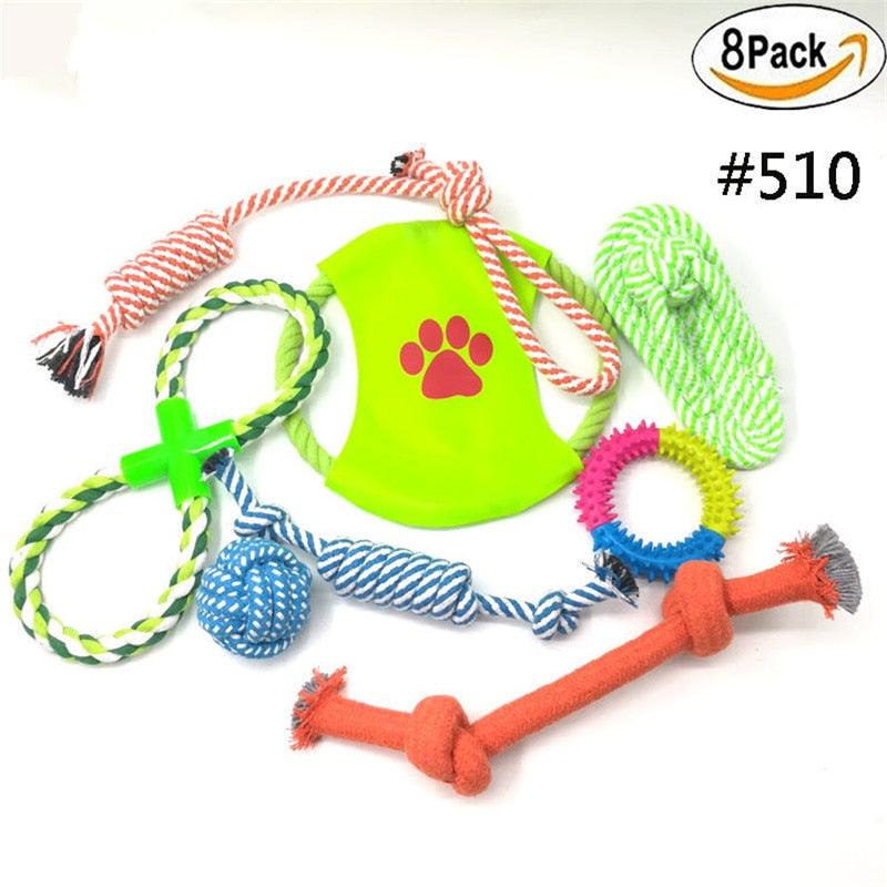 Newest Puppy Pet Dog Toys Set - Chew Toys Rope Durable Cotton Clean Teeth for Small to Medium Dogs - Randomly Colors 4-10pcs (D73)(2W3)