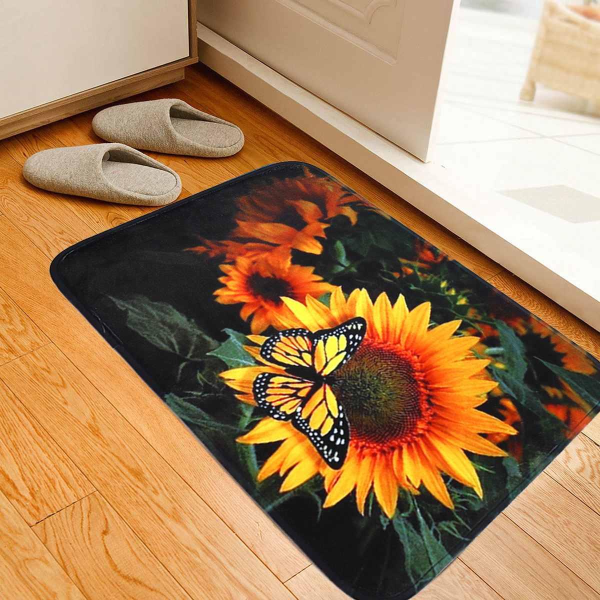 Non-slip Door Mat Carpet Butterfly Sunflower Entrance Doormat Floor Rug For Bathroom Bedroom Living Room (RU2)(RU4)(1U68)