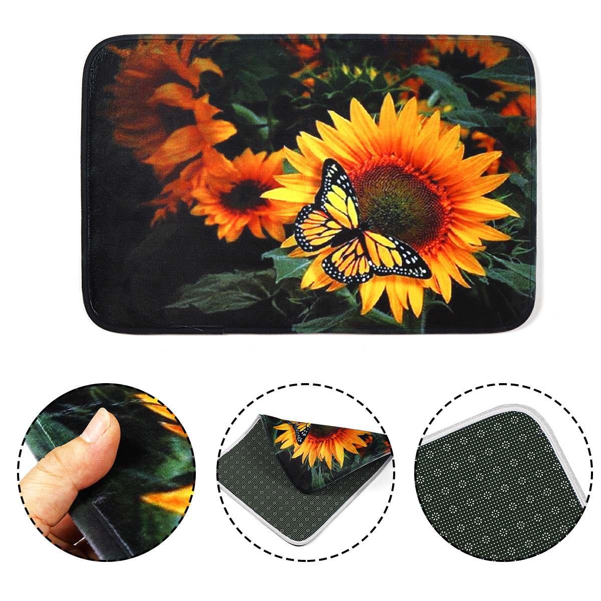 Non-slip Door Mat Carpet Butterfly Sunflower Entrance Doormat Floor Rug For Bathroom Bedroom Living Room (RU2)(RU4)(1U68)