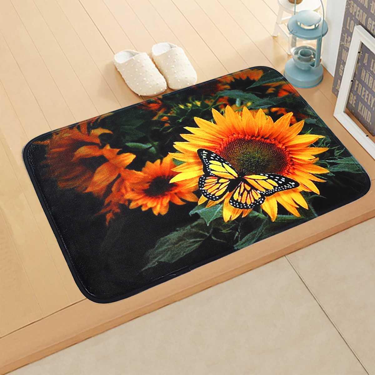 Non-slip Door Mat Carpet Butterfly Sunflower Entrance Doormat Floor Rug For Bathroom Bedroom Living Room (RU2)(RU4)(1U68)