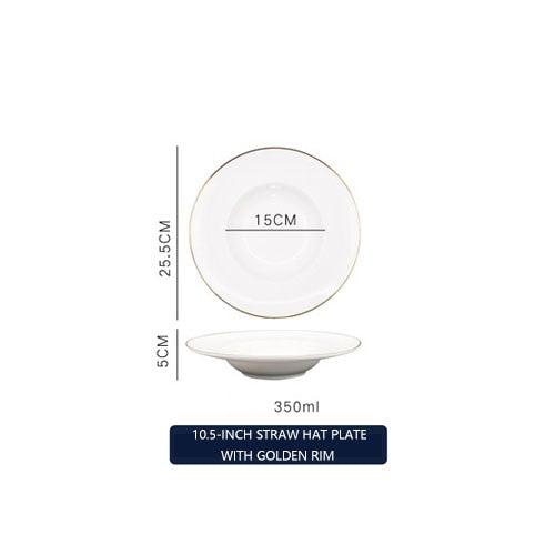 Nordic Ceramic Straw Hat Round Plate - Nine-Inch Dessert Western-Style Kitchen Tableware (AK7)