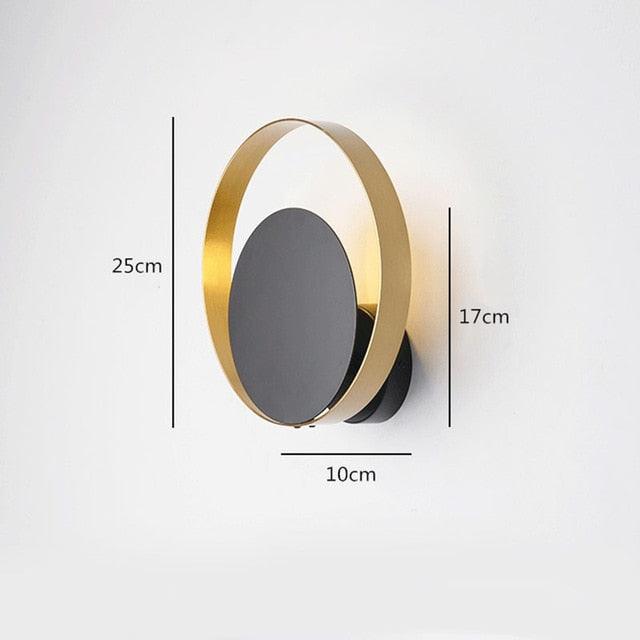 Nordic Modern Minimalist Postmodern Wall Lamp LED Black Iron Round Wall Light for Bedside Bedroom (D58)(LL6)