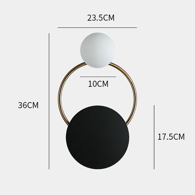Nordic Modern Minimalist Postmodern Wall Lamp LED Black Iron Round Wall Light for Bedside Bedroom (D58)(LL6)