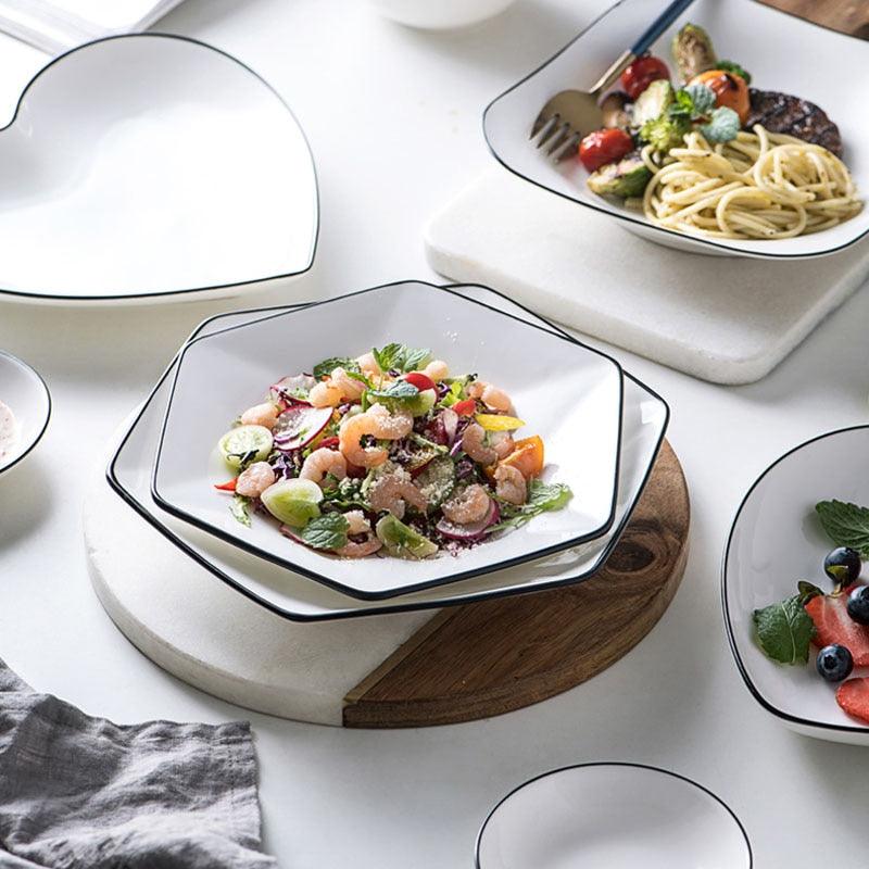 Nordic Style Ceramic Plate - Chinese Dishes In Various Shapes (D61)(AK7)