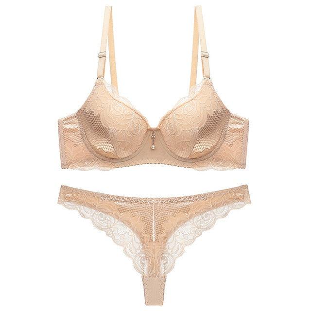 Cute Sexy Women's Bra Sets - Women Push Up Lace Underwear - Panties + Bra Set - Sexy Women's Thongs (TSB4)