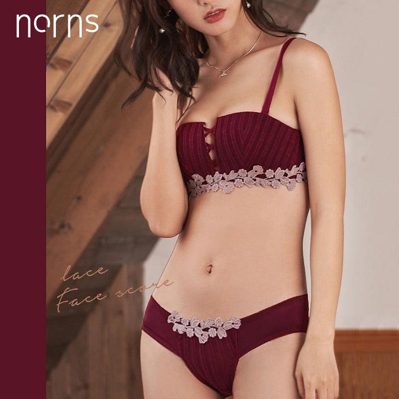 Gorgeous Women Sexy High Quality Underwear - Velvet Comfortable 1/2 Cup - Lace Underwear Set (TSB4)(F27)