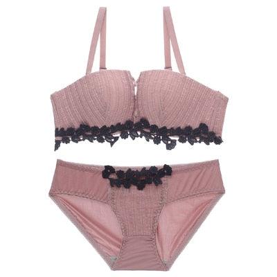 Gorgeous Women Sexy High Quality Underwear - Velvet Comfortable 1/2 Cup - Lace Underwear Set (TSB4)(F27)